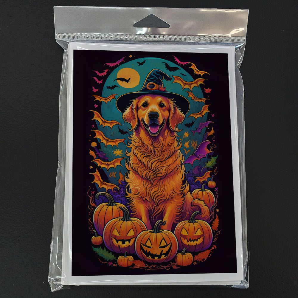 Golden Retriever Witchy Halloween Greeting Cards and Envelopes Pack of 8  the-store.com.