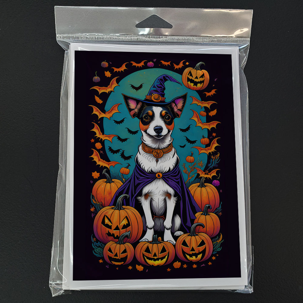 Jack Russell Terrier Witchy Halloween Greeting Cards and Envelopes Pack of 8  the-store.com.