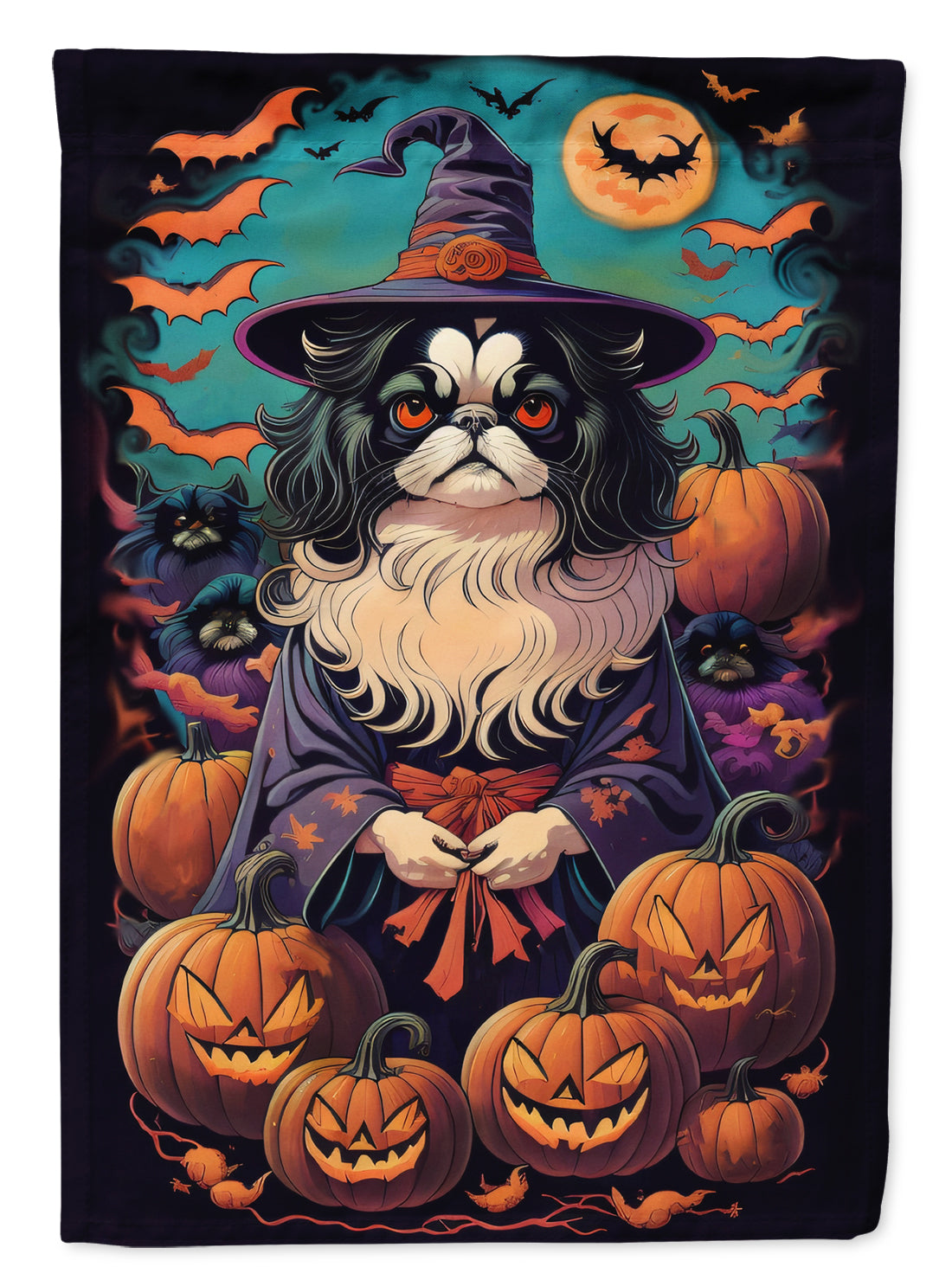 Buy this Japanese Chin Witchy Halloween House Flag