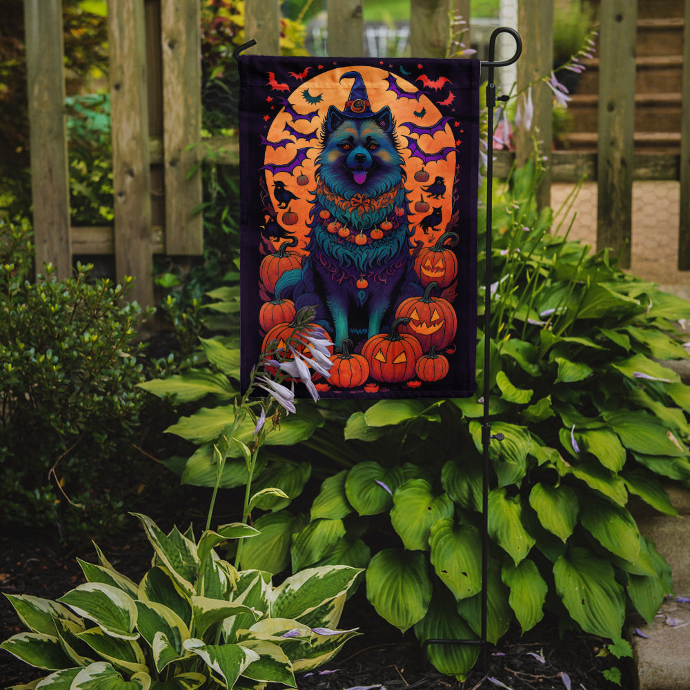 Keeshond Witchy Halloween Garden Flag  the-store.com.