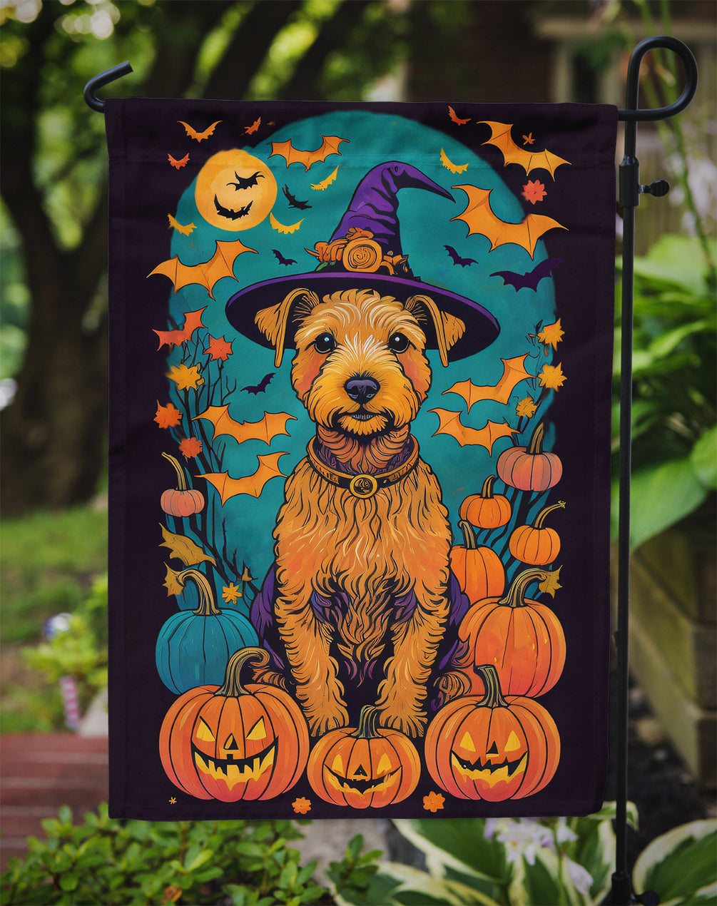 Lakeland Terrier Witchy Halloween Garden Flag  the-store.com.