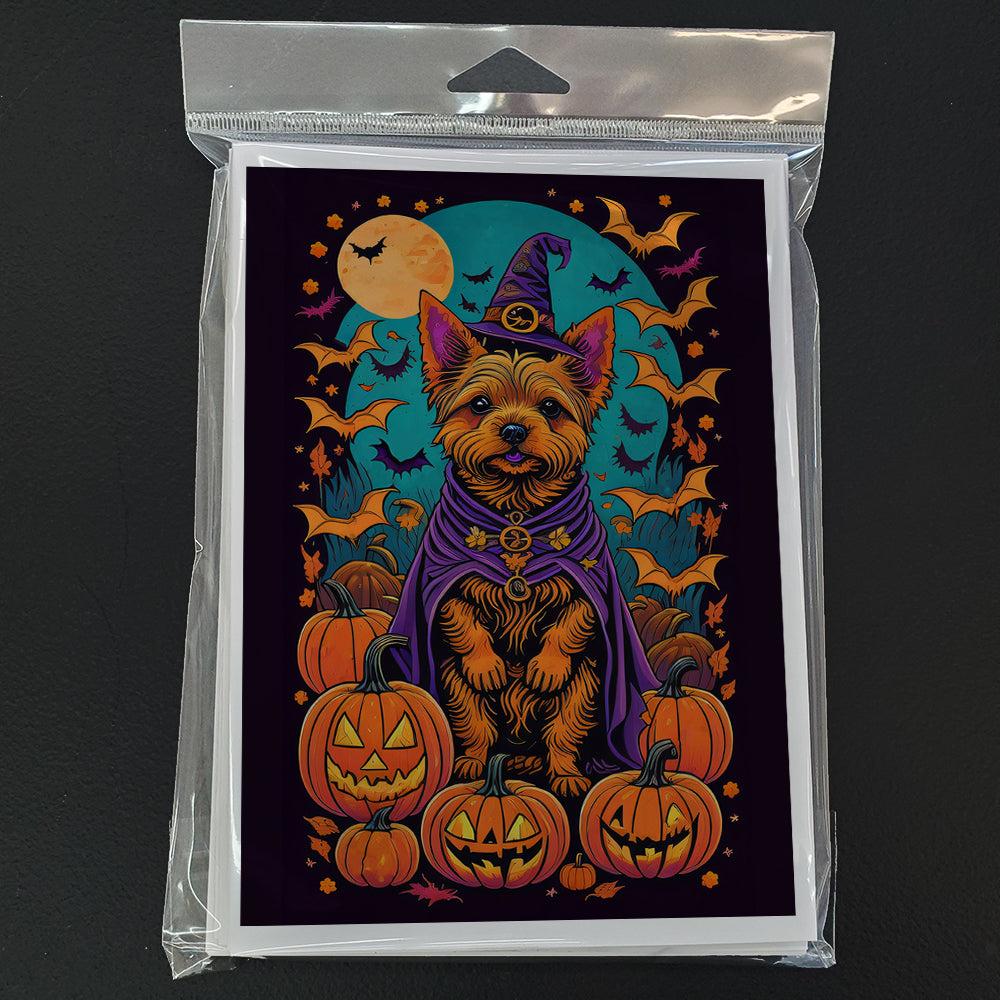 Norwich Terrier Witchy Halloween Greeting Cards and Envelopes Pack of 8  the-store.com.