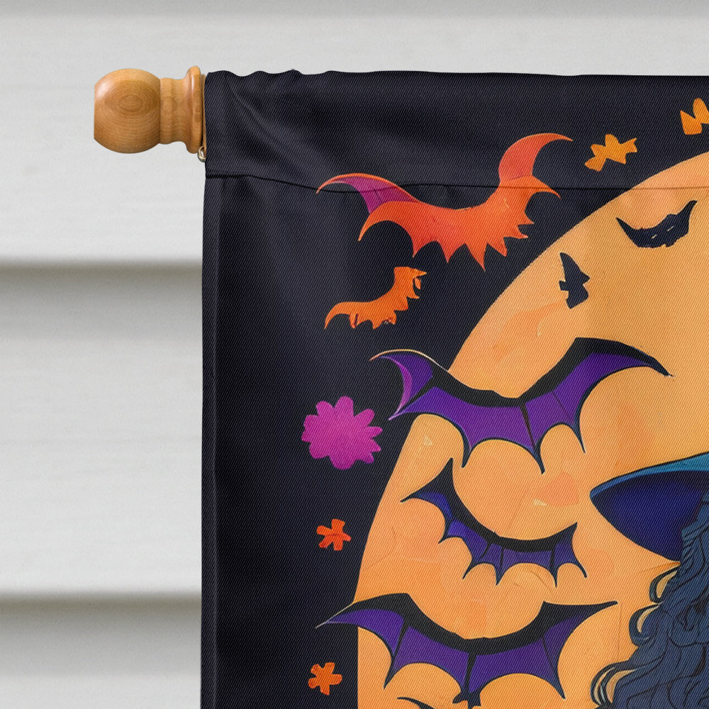 Black Standard Poodle Witchy Halloween House Flag  the-store.com.