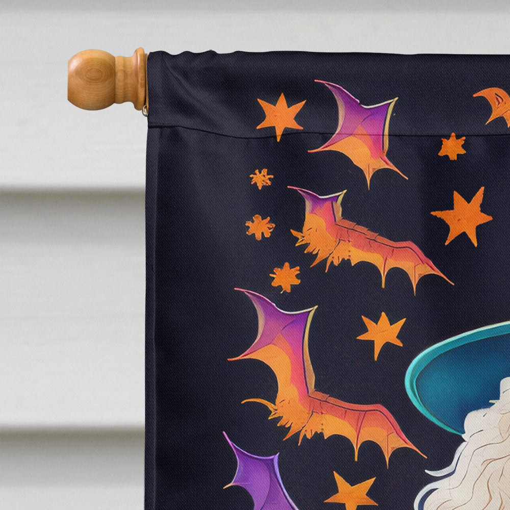 White Standard Poodle Witchy Halloween House Flag  the-store.com.