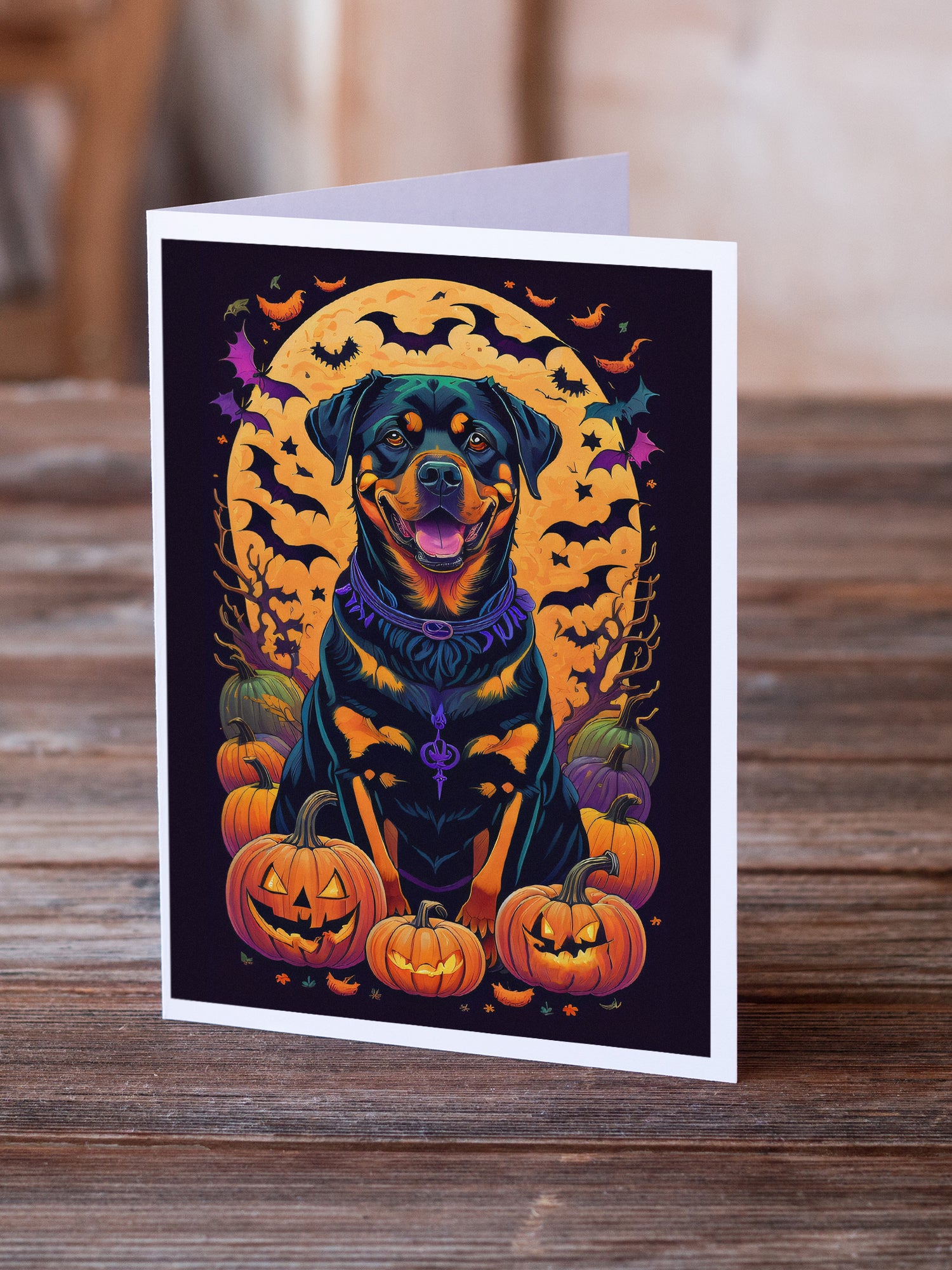 Buy this Rottweiler Witchy Halloween Greeting Cards and Envelopes Pack of 8