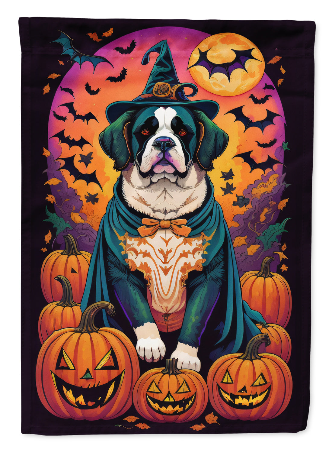 Buy this Saint Bernard Witchy Halloween Garden Flag