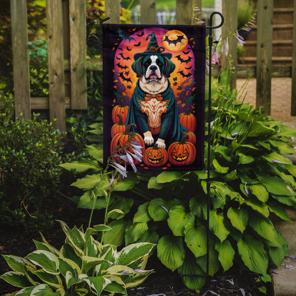 Saint Bernard Witchy Halloween Garden Flag