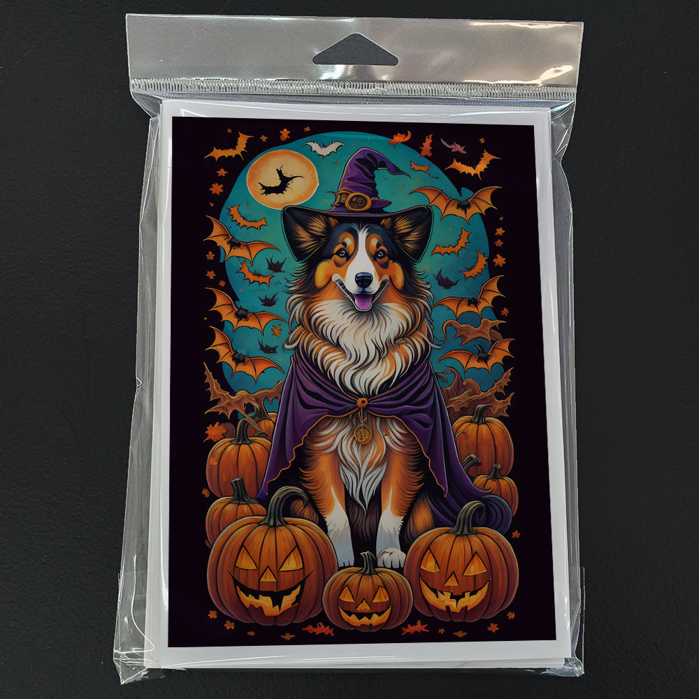 Sheltie Witchy Halloween Greeting Cards and Envelopes Pack of 8