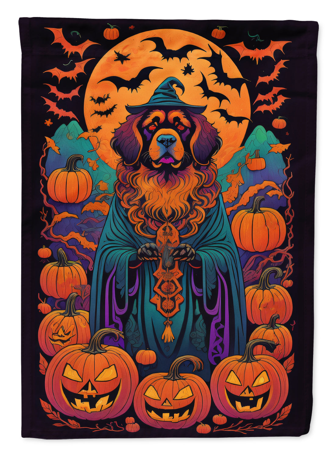 Buy this Tibetan Mastiff Witchy Halloween Garden Flag