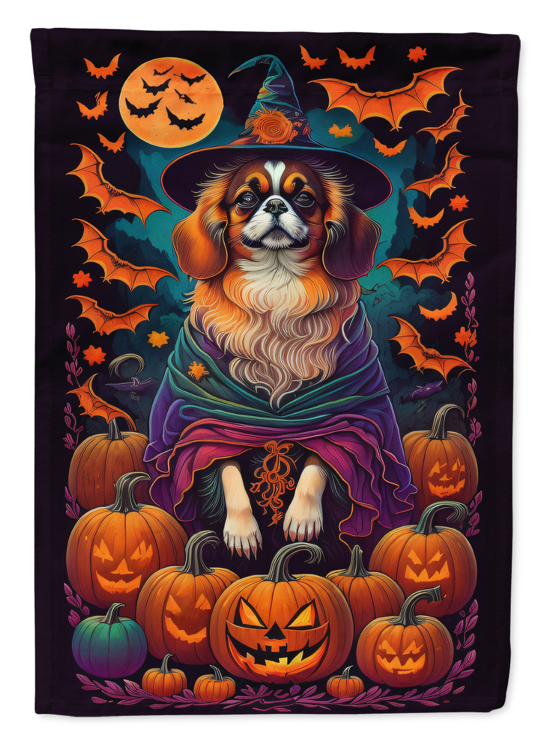 Buy this Tibetan Spaniel Witchy Halloween House Flag