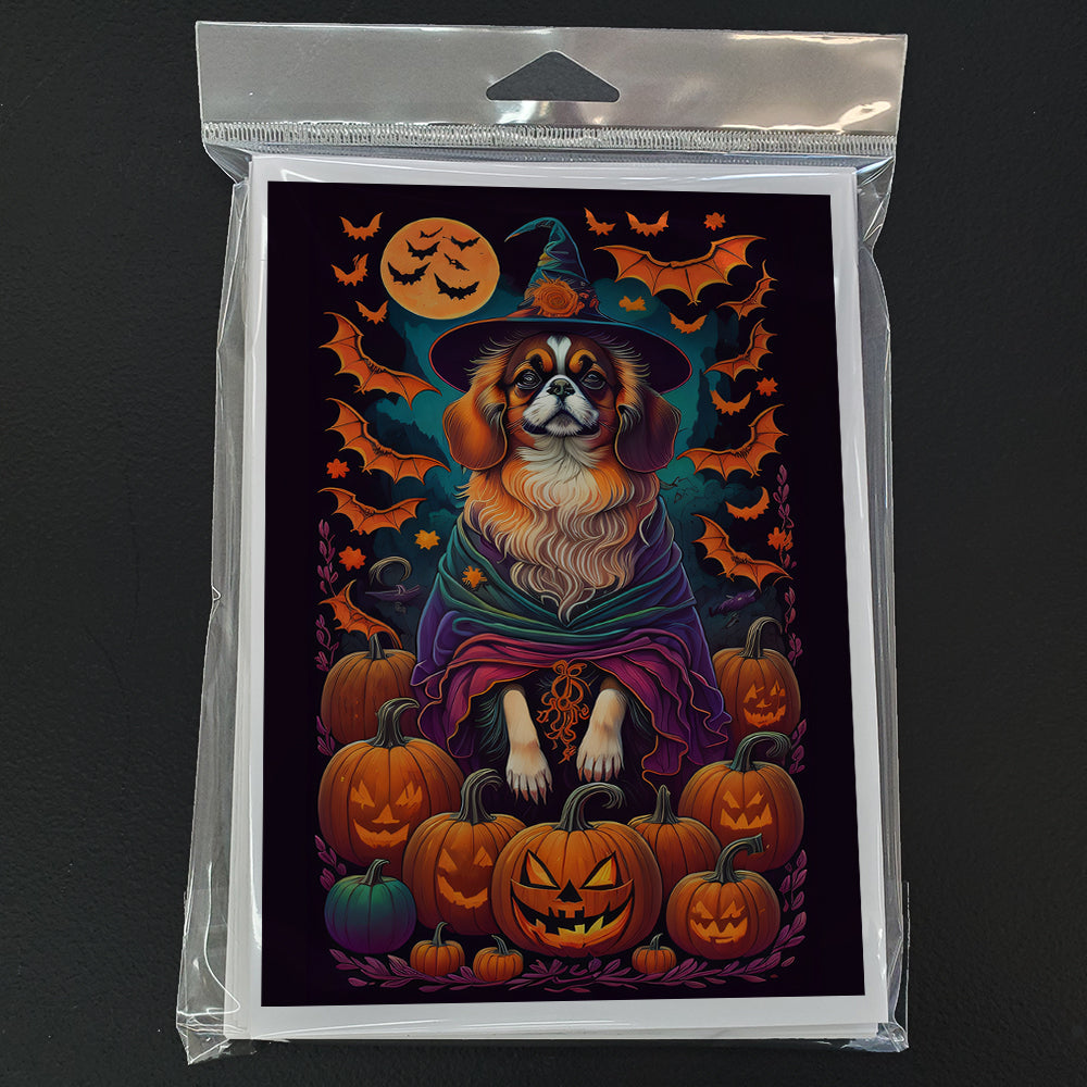 Tibetan Spaniel Witchy Halloween Greeting Cards and Envelopes Pack of 8  the-store.com.