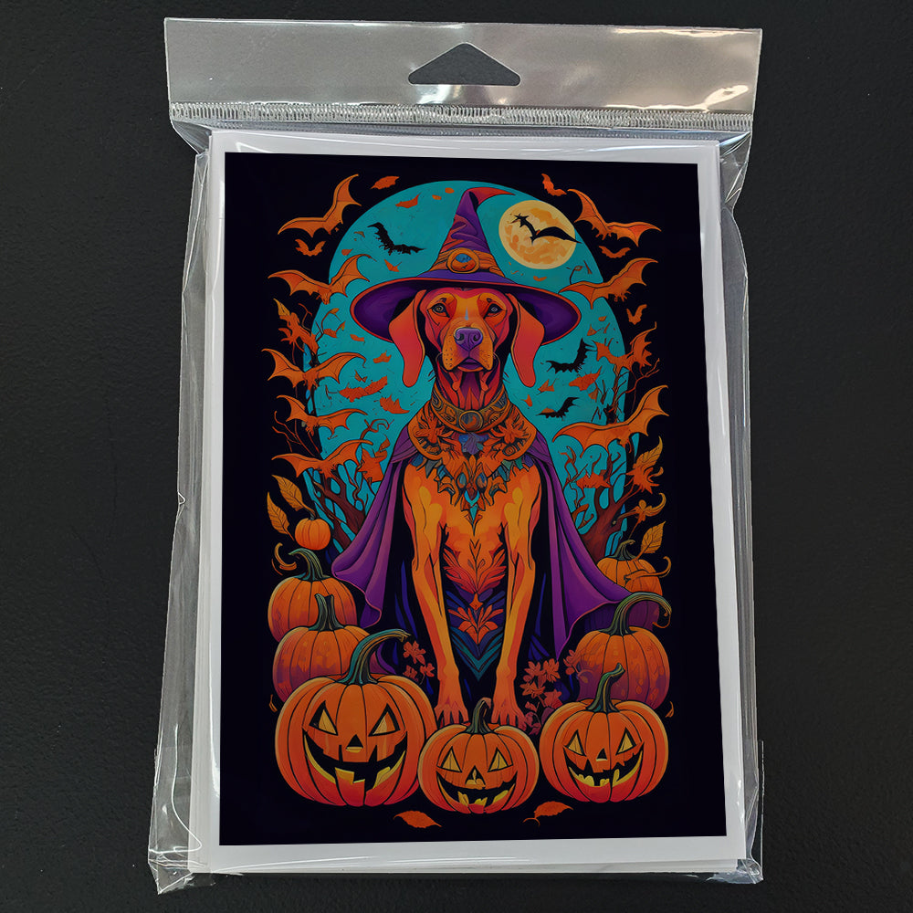 Vizsla Witchy Halloween Greeting Cards and Envelopes Pack of 8  the-store.com.