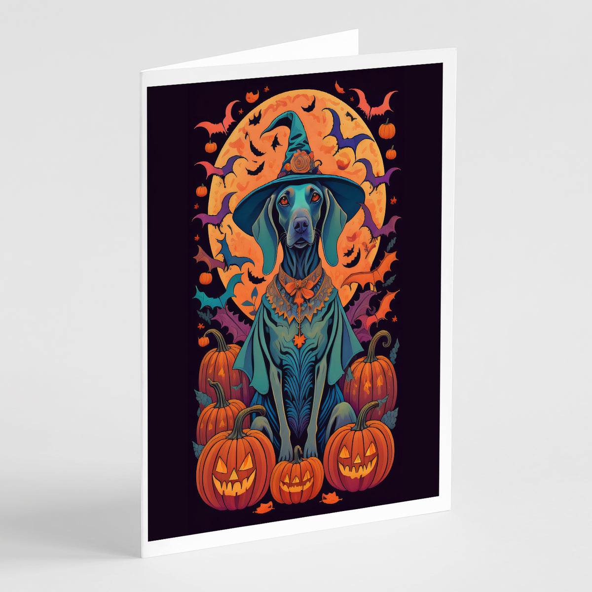 Buy this Weimaraner Witchy Halloween Greeting Cards and Envelopes Pack of 8