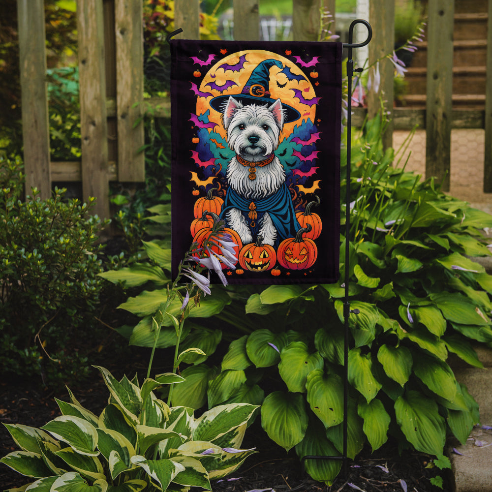 Westie Witchy Halloween Garden Flag