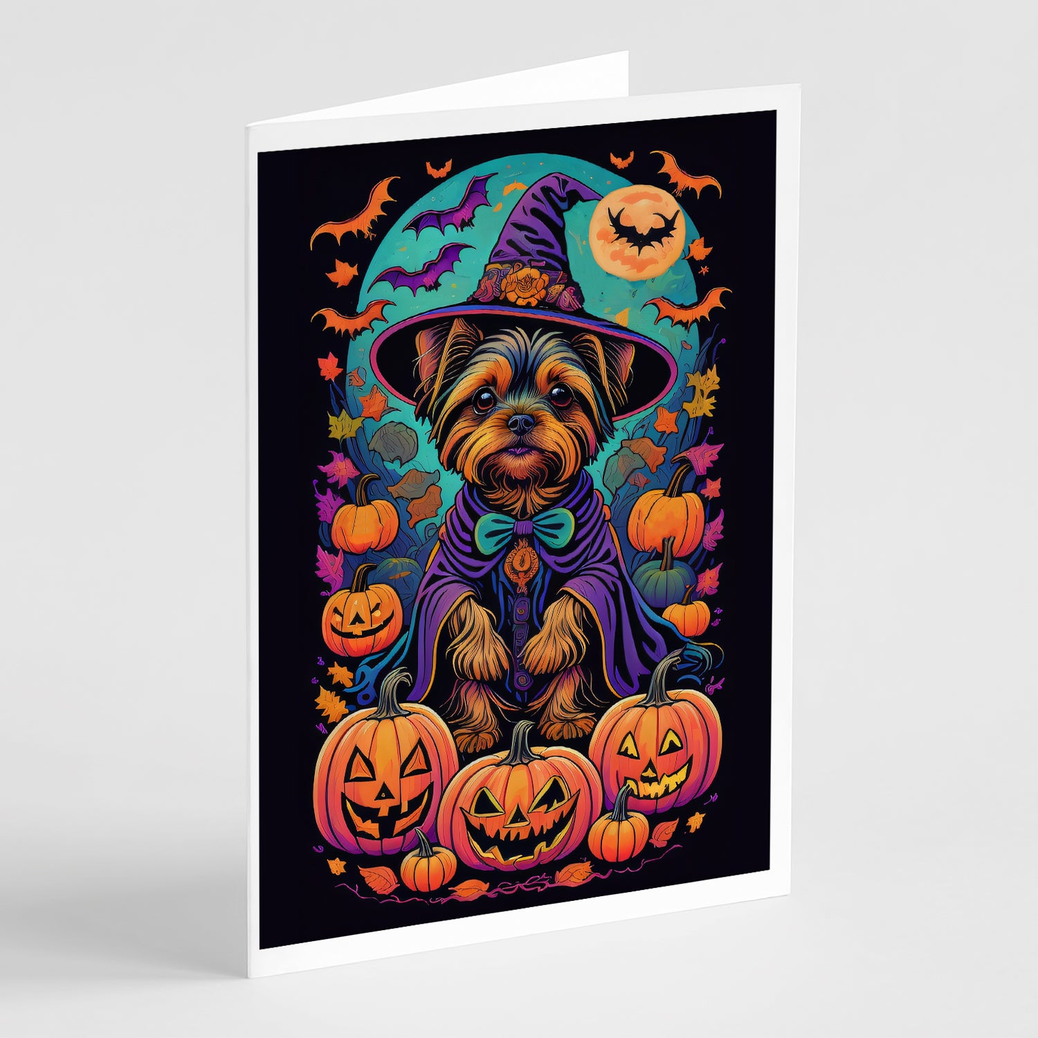 Buy this Yorkie Witchy Halloween Greeting Cards and Envelopes Pack of 8