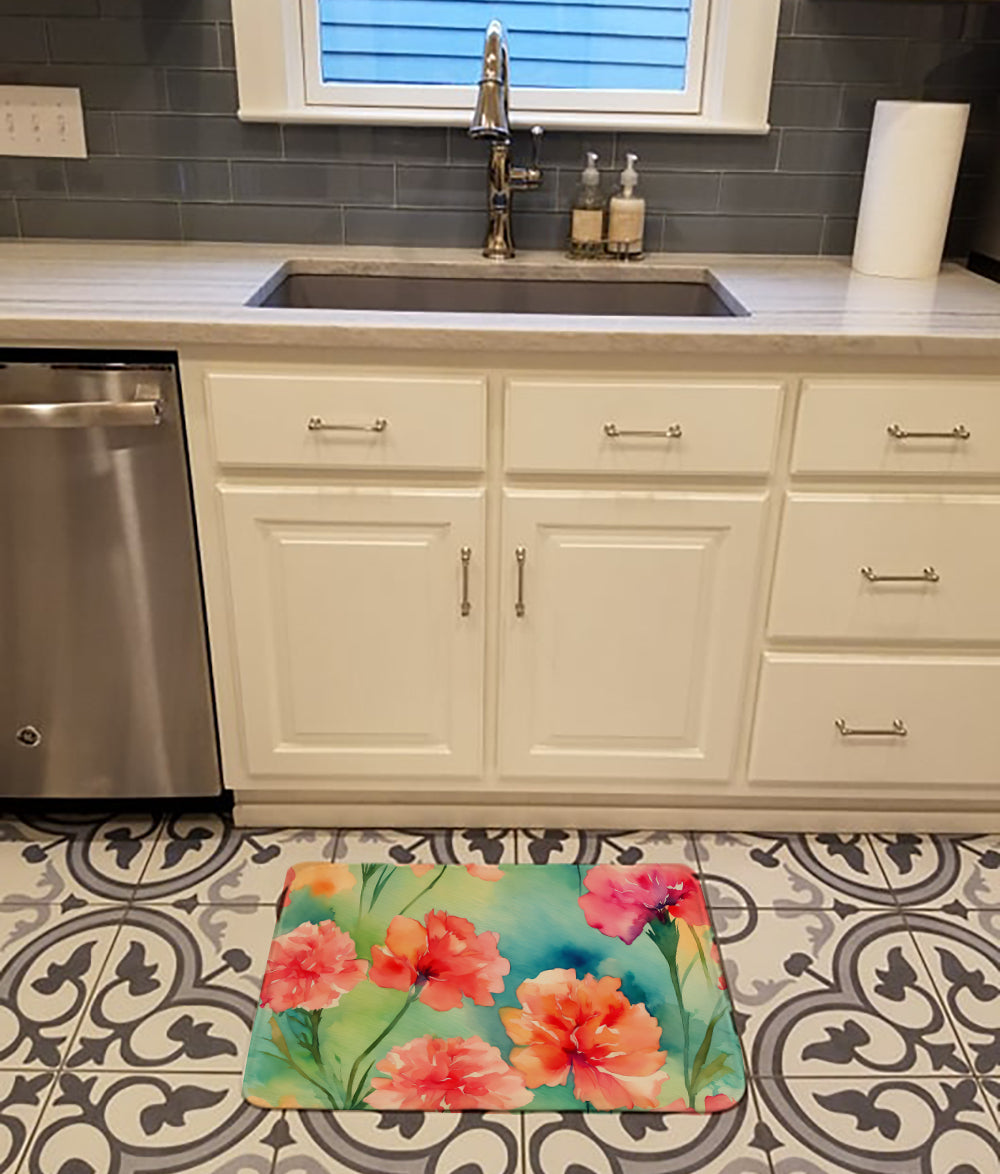 Carnations in Watercolor Memory Foam Kitchen Mat  the-store.com.