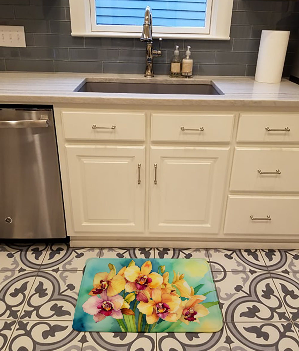 Orchids in Watercolor Memory Foam Kitchen Mat  the-store.com.