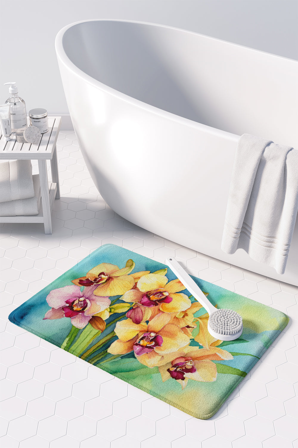 Orchids in Watercolor Memory Foam Kitchen Mat  the-store.com.