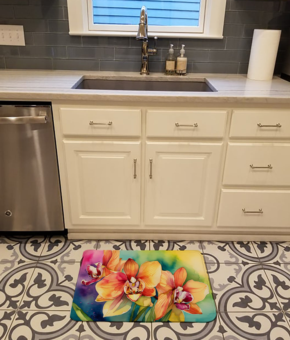 Orchids in Watercolor Memory Foam Kitchen Mat  the-store.com.