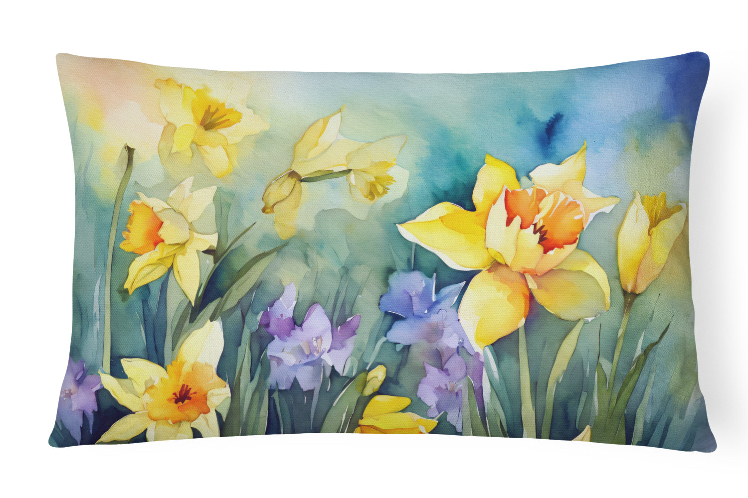 Buy this Daffodils in Watercolor Fabric Decorative Pillow