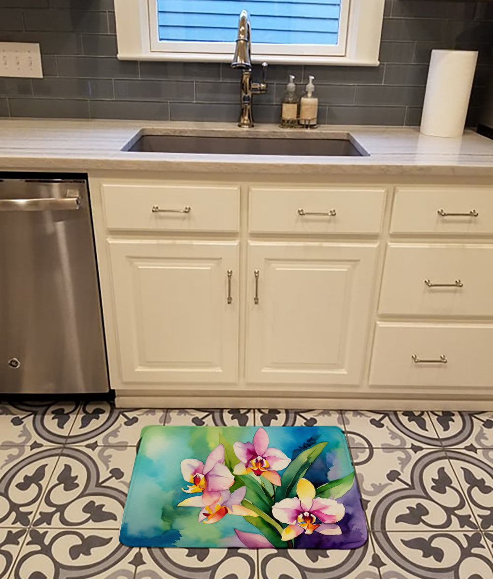 Orchids in Watercolor Memory Foam Kitchen Mat  the-store.com.