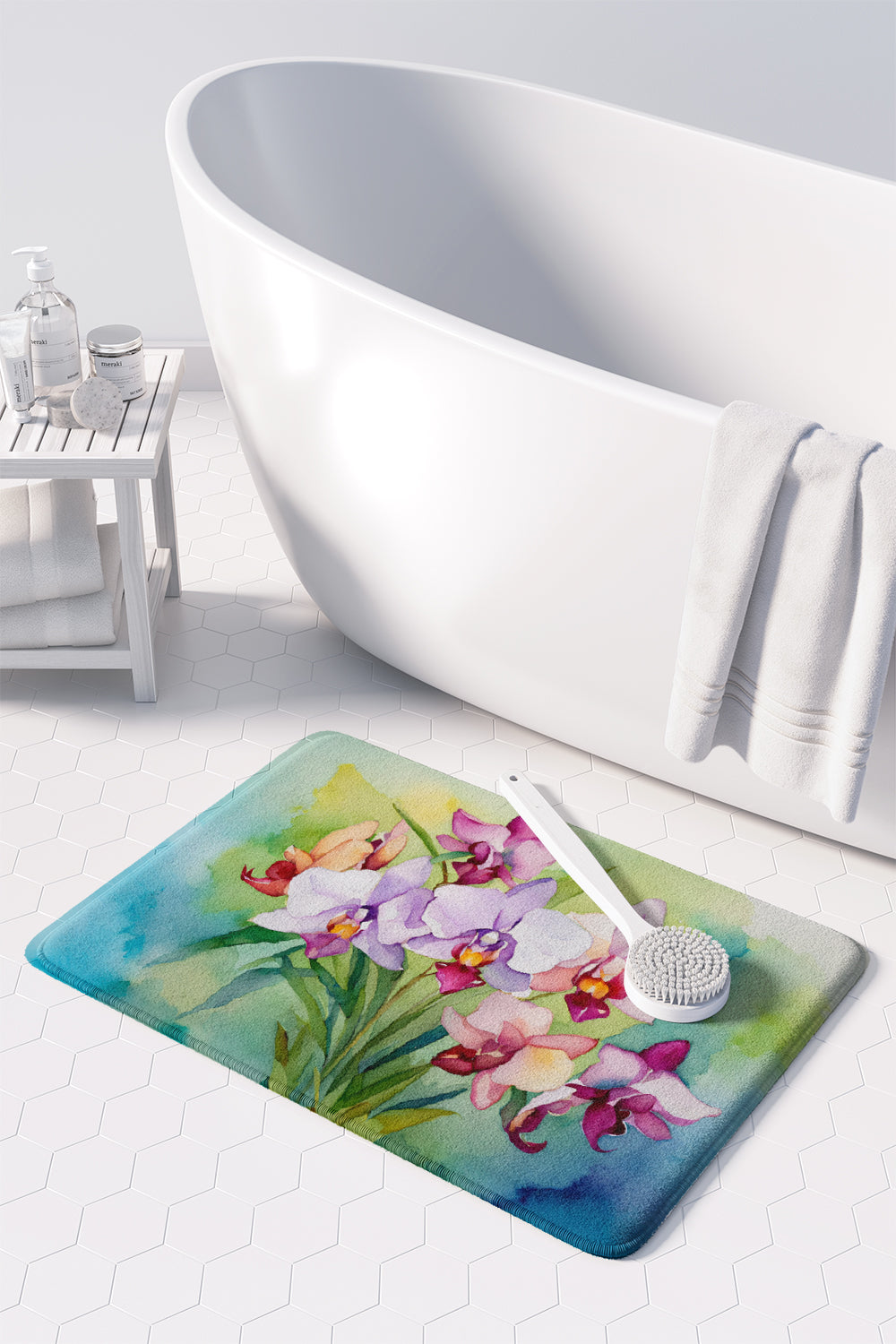 Orchids in Watercolor Memory Foam Kitchen Mat  the-store.com.
