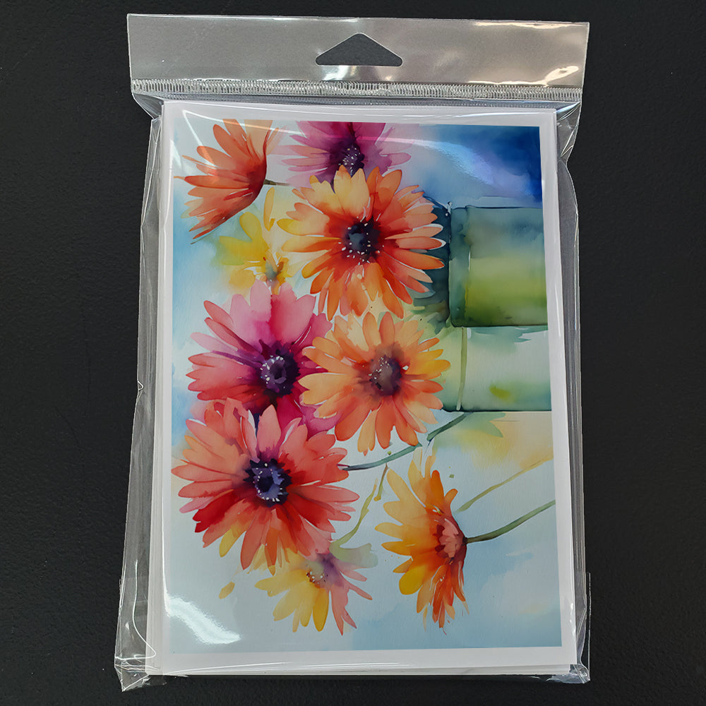 Gerbera Daisies in Watercolor Greeting Cards and Envelopes Pack of 8  the-store.com.
