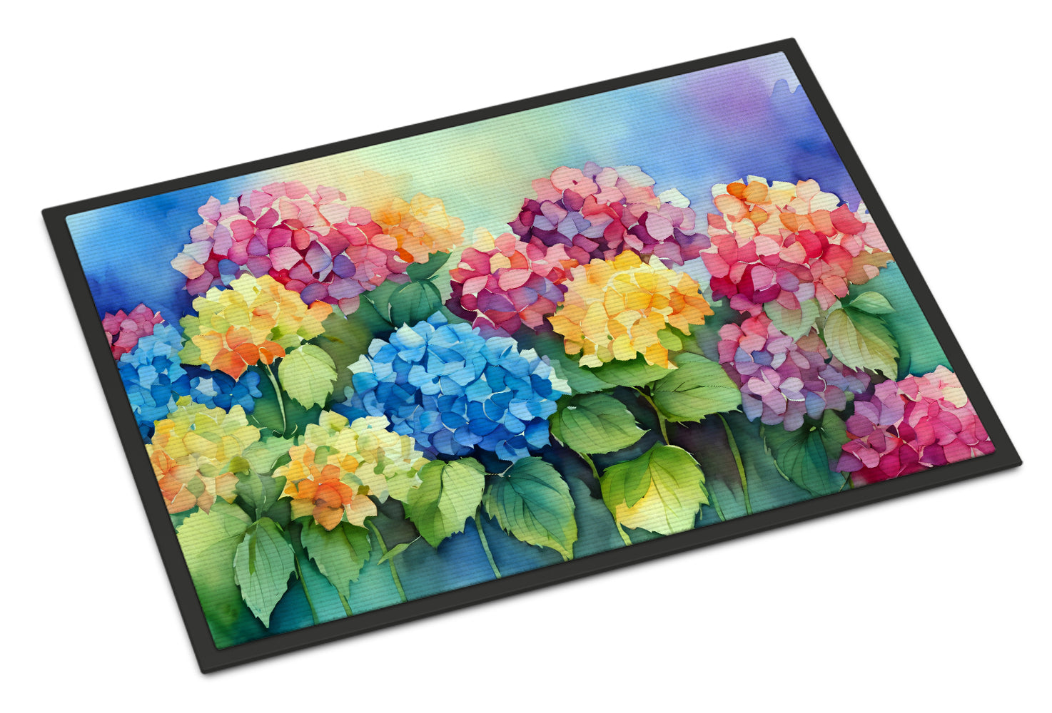 Buy this Hydrangeas in Watercolor Indoor or Outdoor Mat 24x36