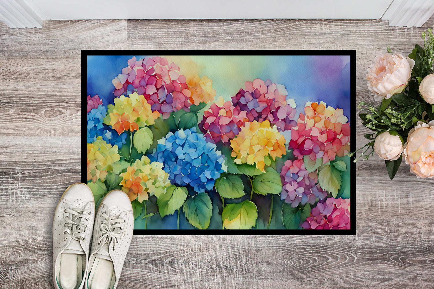 Hydrangeas in Watercolor Doormat 18x27