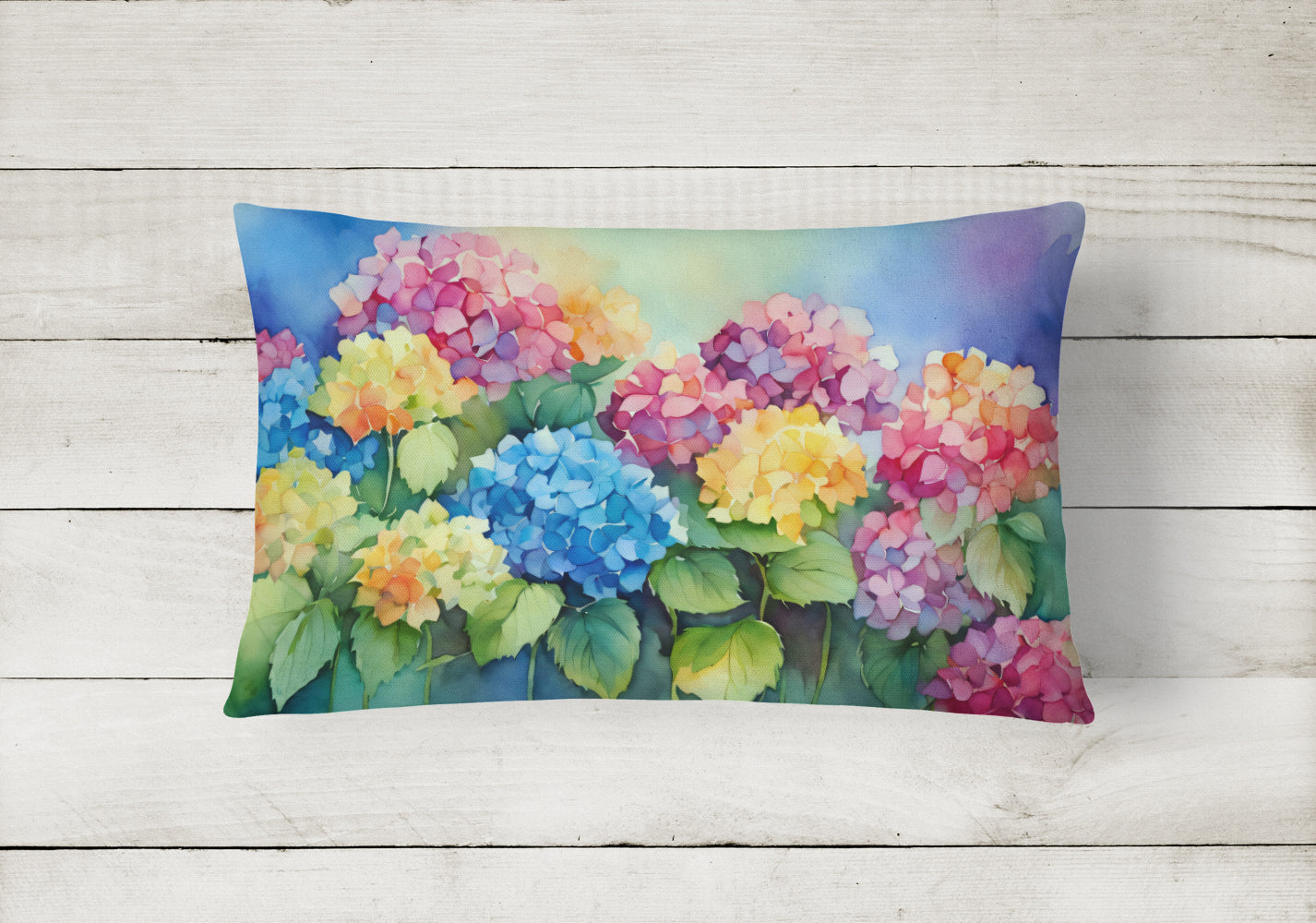 Hydrangeas in Watercolor Fabric Decorative Pillow