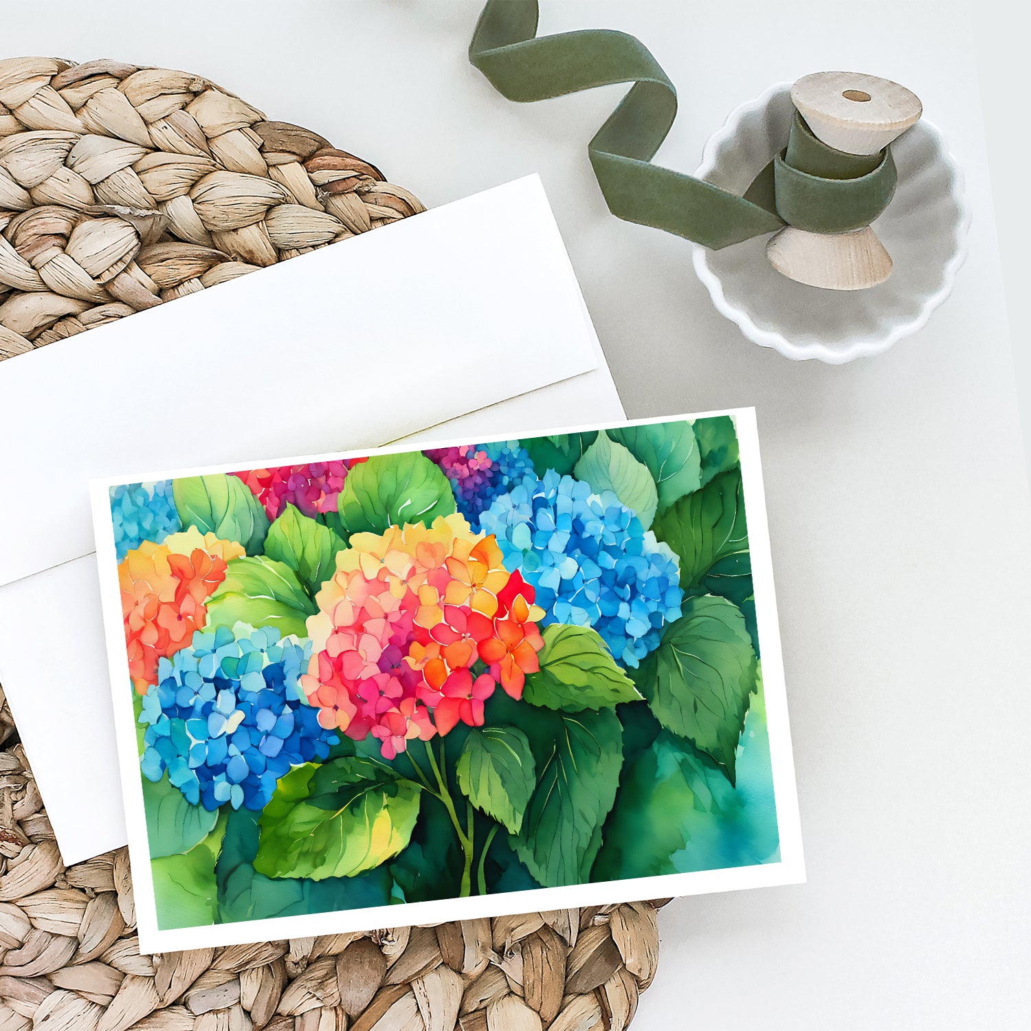 Buy this Hydrangeas in Watercolor Greeting Cards and Envelopes Pack of 8