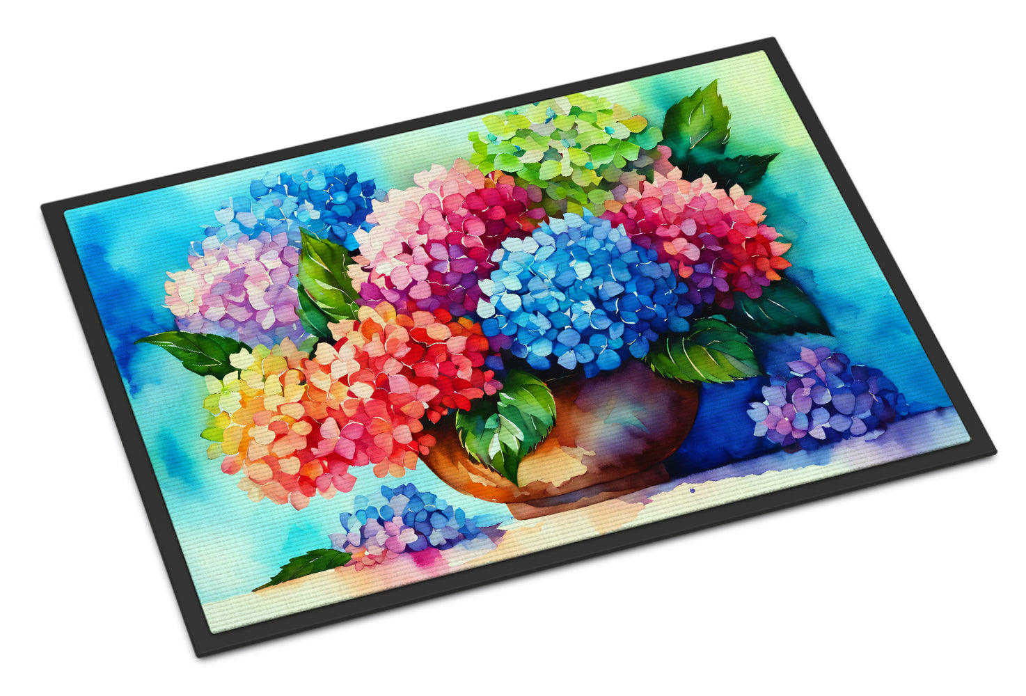 Buy this Hydrangeas in Watercolor Indoor or Outdoor Mat 24x36