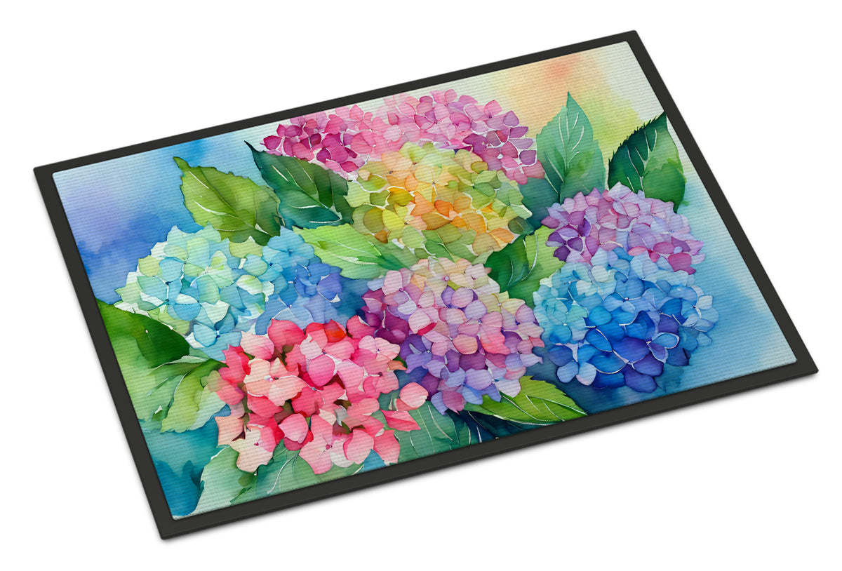 Buy this Hydrangeas in Watercolor Indoor or Outdoor Mat 24x36