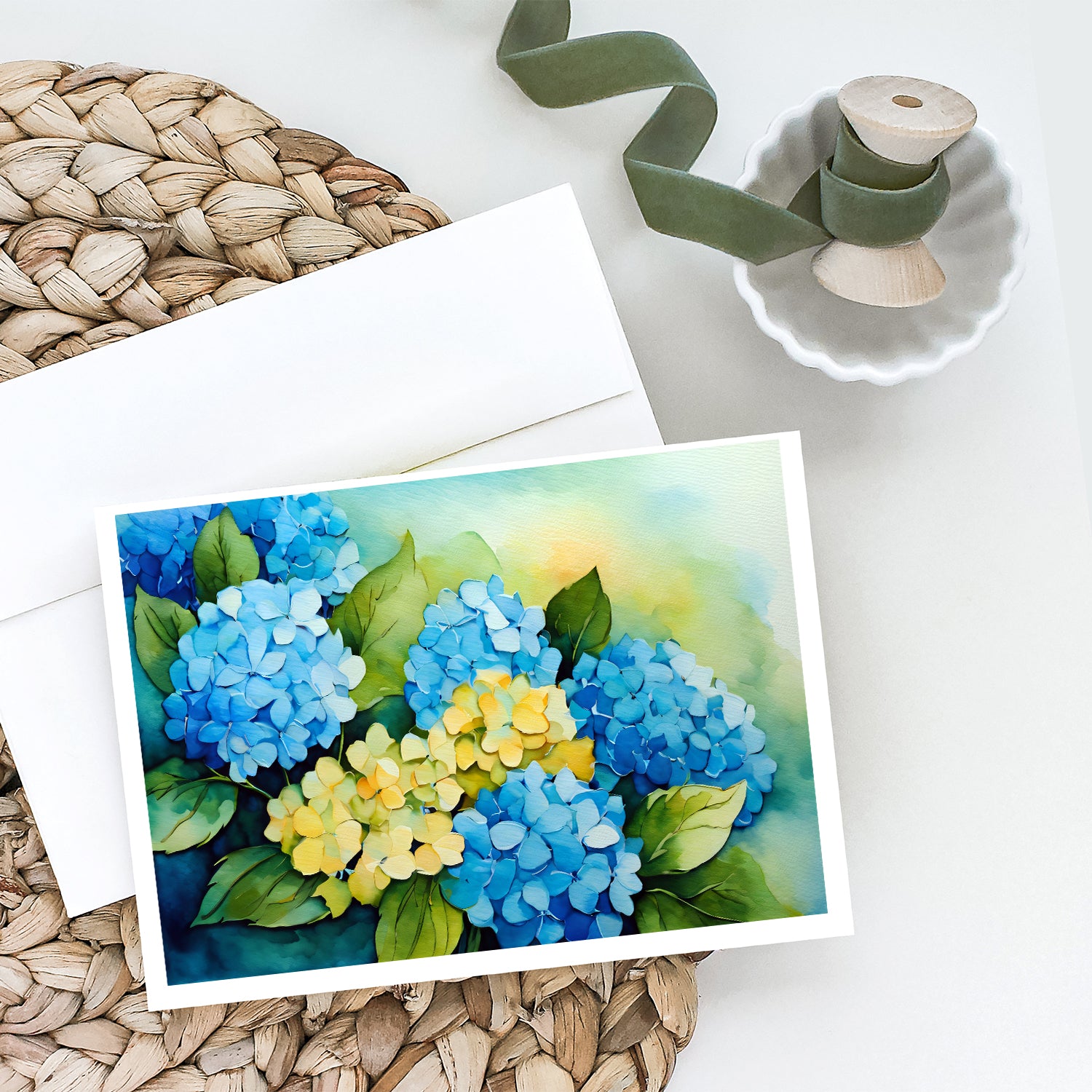 Buy this Hydrangeas in Watercolor Greeting Cards and Envelopes Pack of 8