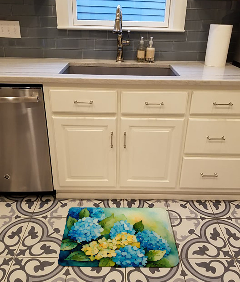 Hydrangeas in Watercolor Memory Foam Kitchen Mat  the-store.com.