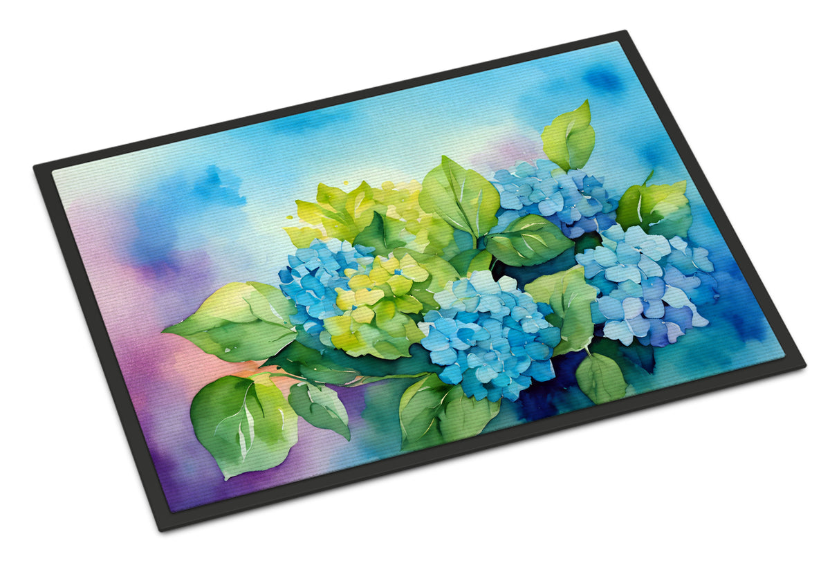 Buy this Hydrangeas in Watercolor Indoor or Outdoor Mat 24x36