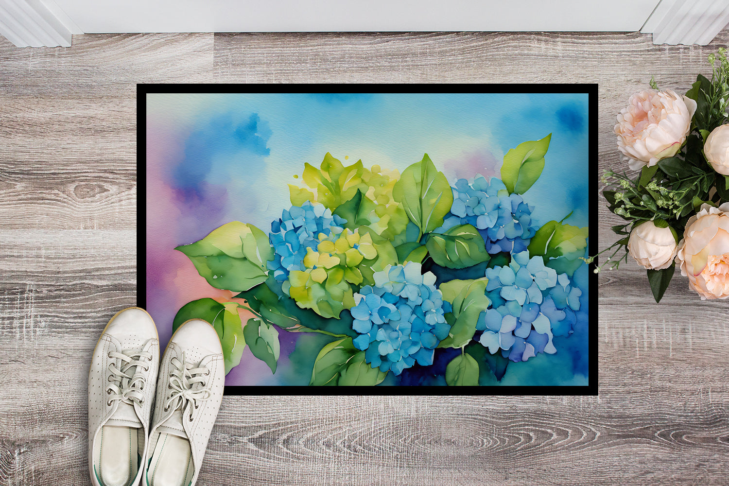 Hydrangeas in Watercolor Doormat 18x27