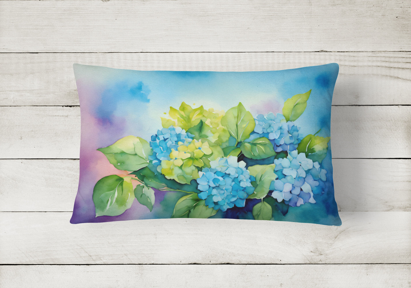 Hydrangeas in Watercolor Fabric Decorative Pillow