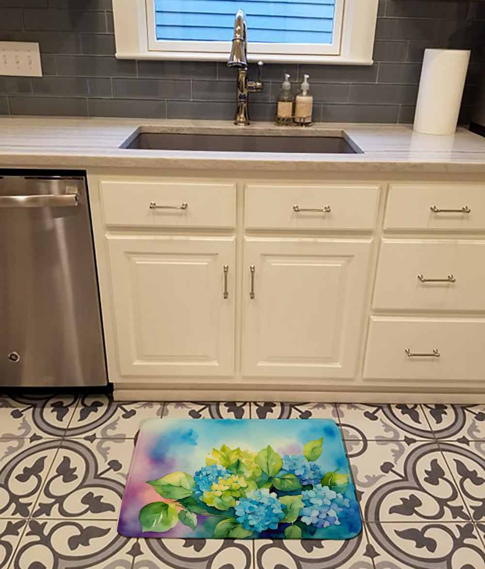 Hydrangeas in Watercolor Memory Foam Kitchen Mat  the-store.com.