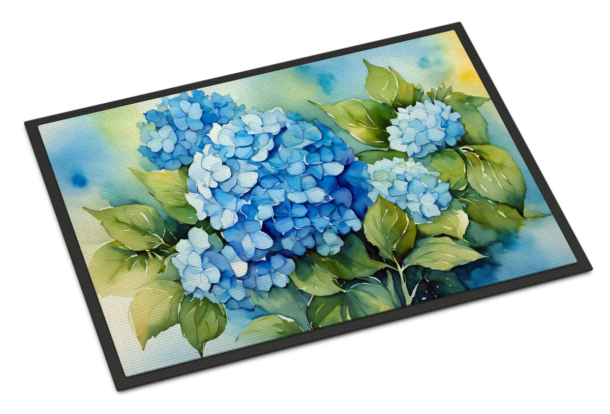 Buy this Hydrangeas in Watercolor Indoor or Outdoor Mat 24x36