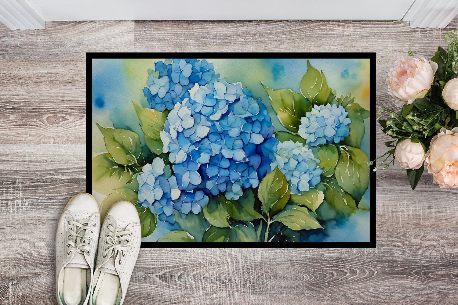 Buy this Hydrangeas in Watercolor Doormat 18x27