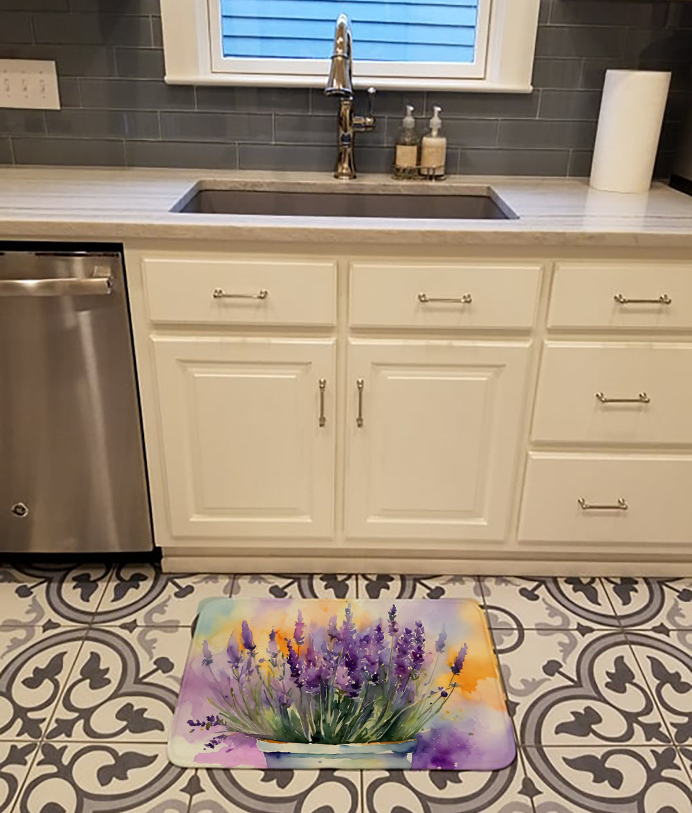 Lavender in Watercolor Memory Foam Kitchen Mat  the-store.com.