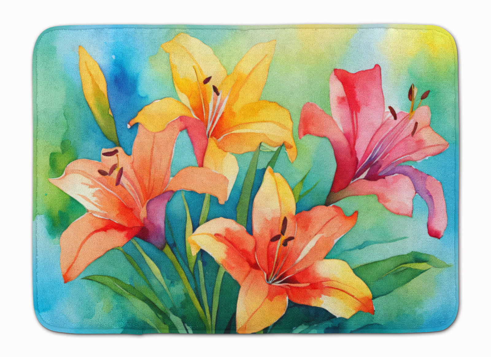 Buy this Lilies in Watercolor Memory Foam Kitchen Mat