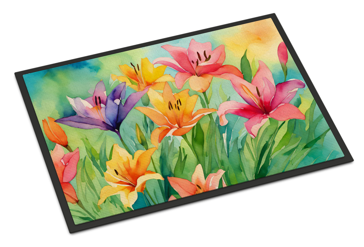 Buy this Lilies in Watercolor Indoor or Outdoor Mat 24x36