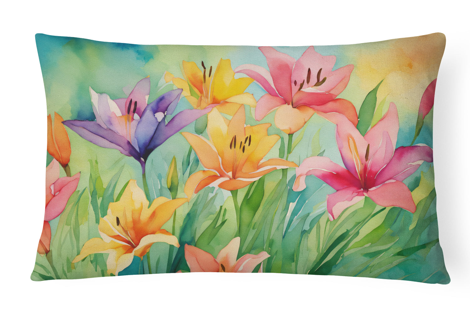 Buy this Lilies in Watercolor Fabric Decorative Pillow