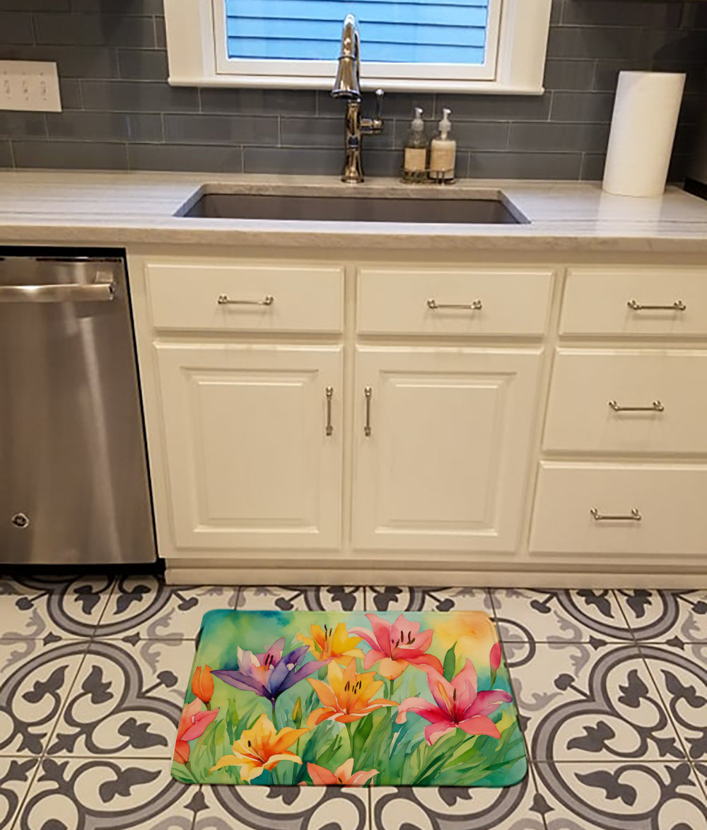 Buy this Lilies in Watercolor Memory Foam Kitchen Mat