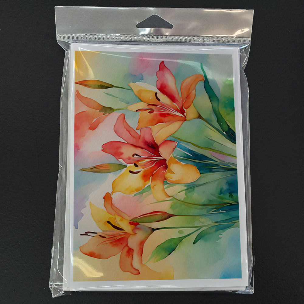 Lilies in Watercolor Greeting Cards and Envelopes Pack of 8  the-store.com.