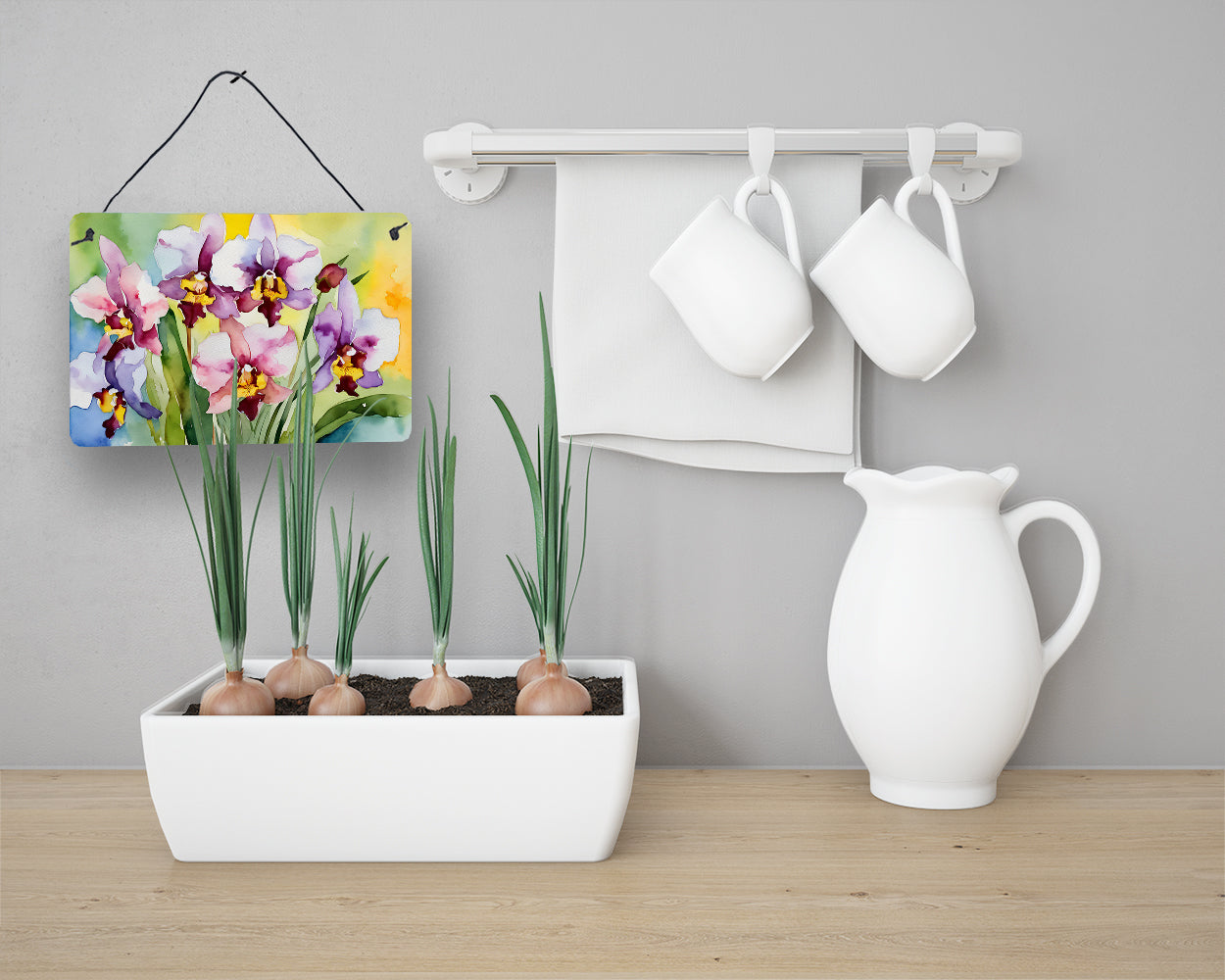 Orchids in Watercolor Wall or Door Hanging Prints