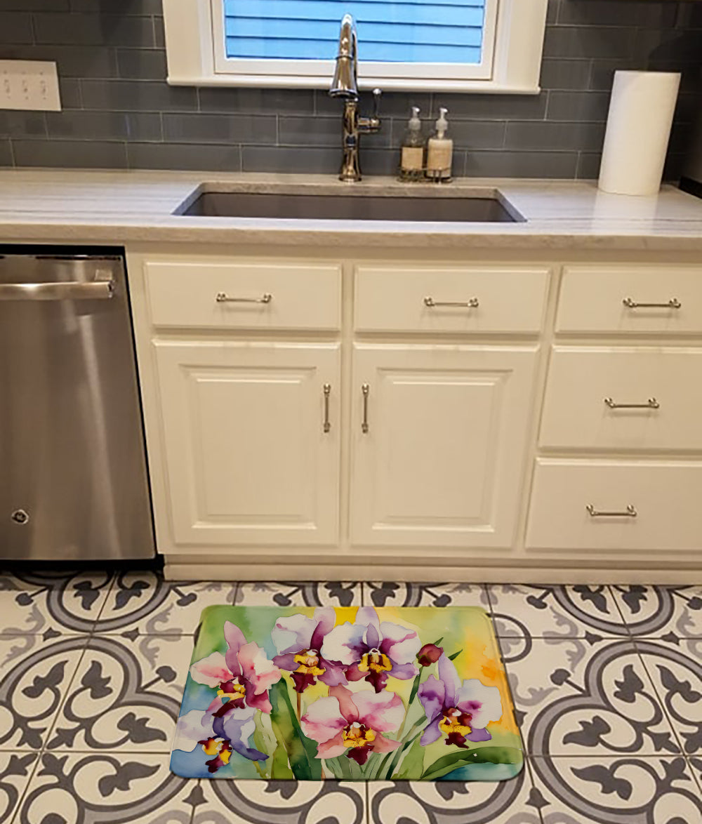 Orchids in Watercolor Memory Foam Kitchen Mat  the-store.com.