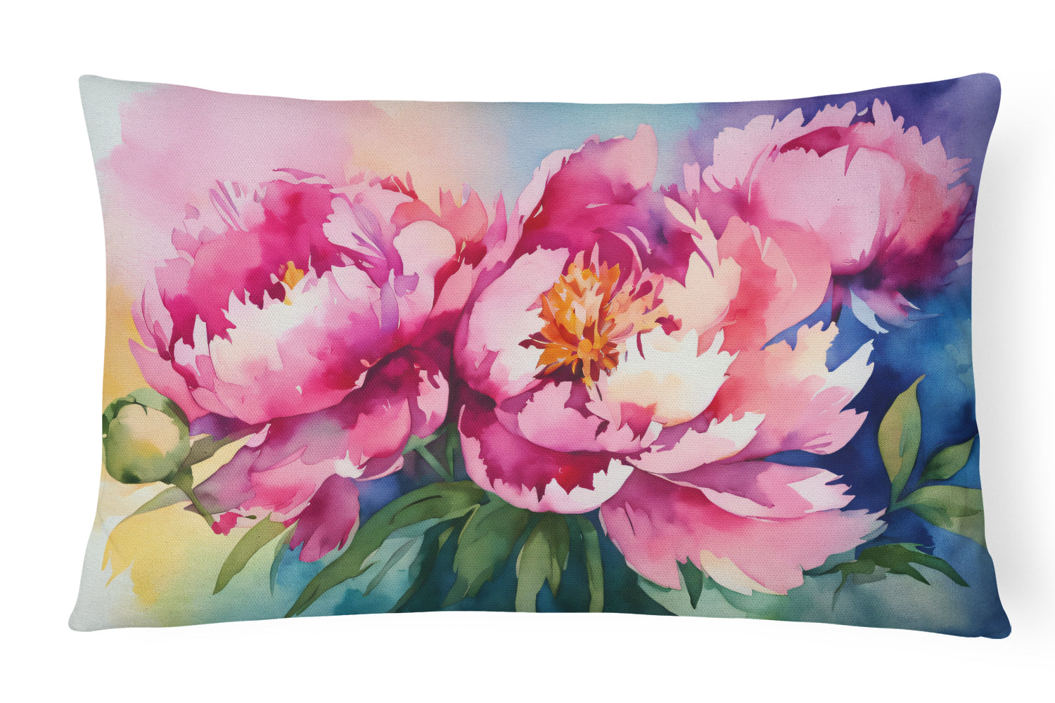 Buy this Peonies in Watercolor Fabric Decorative Pillow